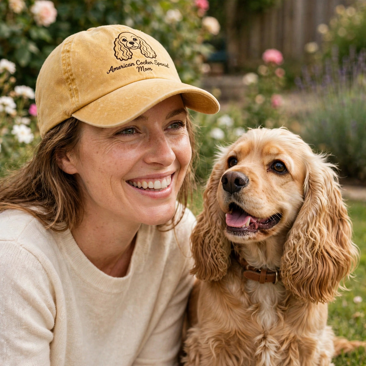 American Cocker Spaniel Mom Gift, Personalized Floppy Eared Dog Mom Embroidered Cap for Dog Moms