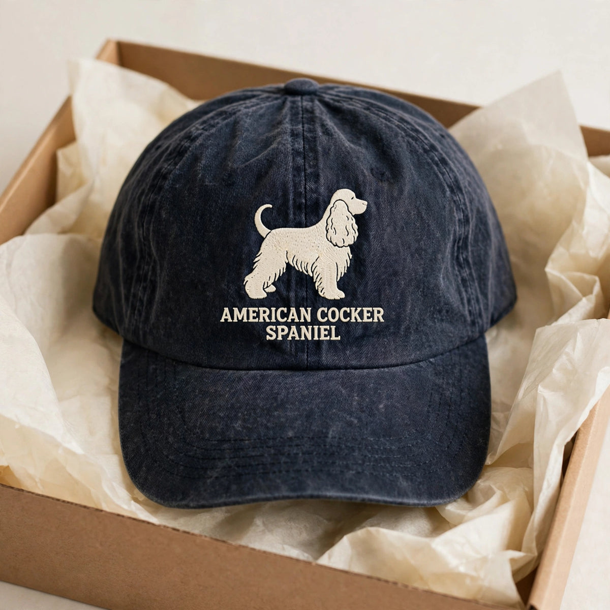 American Cocker Spaniel Silhouette Embroidered Cap, Floppy Eared Spaniel Dog Hat, Gift for Dog Lovers