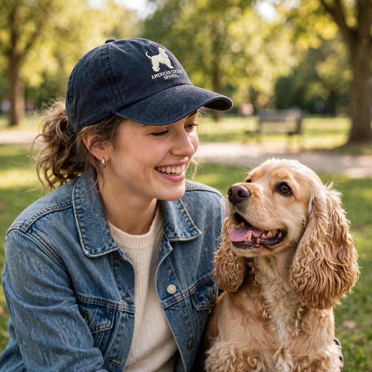 American Cocker Spaniel Silhouette Embroidered Cap, Floppy Eared Spaniel Dog Hat, Gift for Dog Lovers