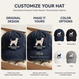American Cocker Spaniel Silhouette Embroidered Cap, Floppy Eared Spaniel Dog Hat, Gift for Dog Lovers