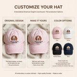 American English Coonhound Cap, Custom Embroidered Redtick Hound Face Baseball Cap, Gift for Dog Lovers