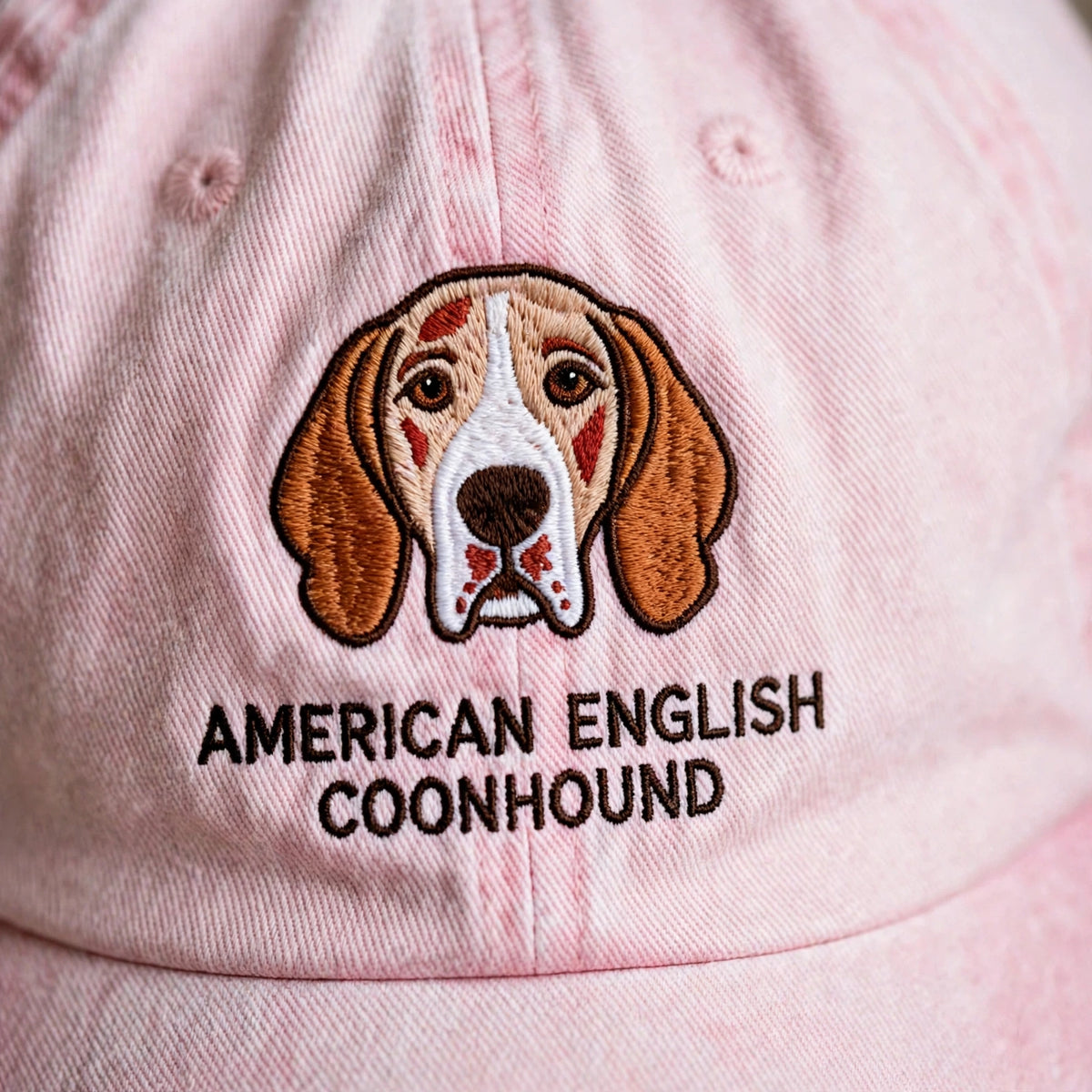 American English Coonhound Cap, Custom Embroidered Redtick Hound Face Baseball Cap, Gift for Dog Lovers