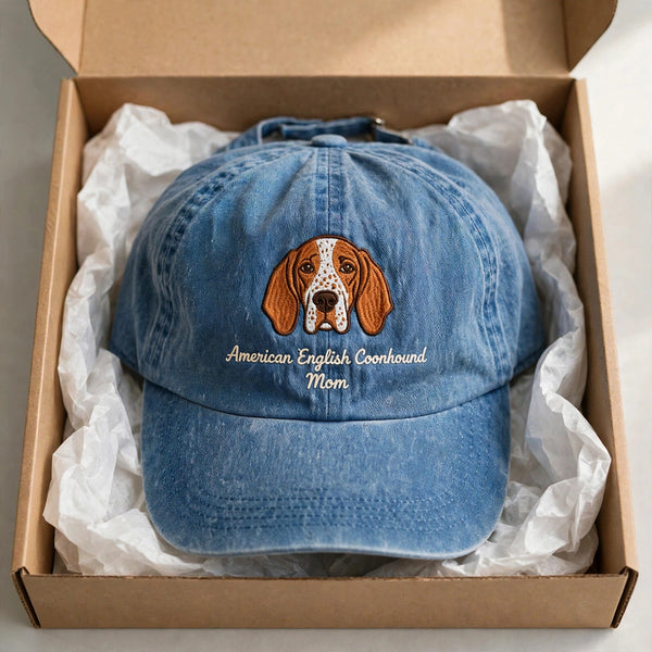 American English Coonhound mom cap gift presentation