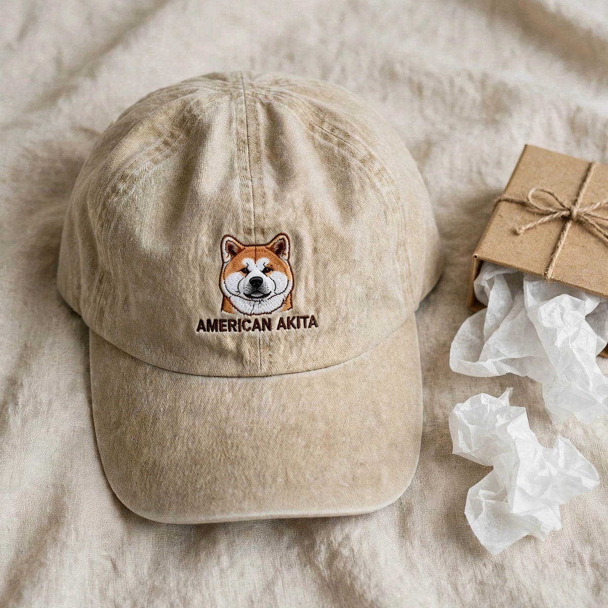 American Akita Cap, Custom Embroidered Large Spitz Dog Face Baseball Cap, Gift for Dog Lovers