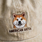 American Akita Cap, Custom Embroidered Large Spitz Dog Face Baseball Cap, Gift for Dog Lovers