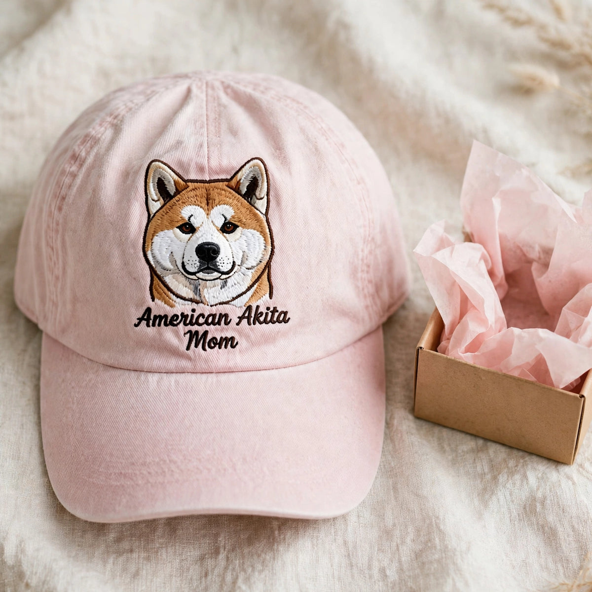 American Akita Mom Gift, Personalized Large Spitz Dog Mom Embroidered Cap for Dog Moms