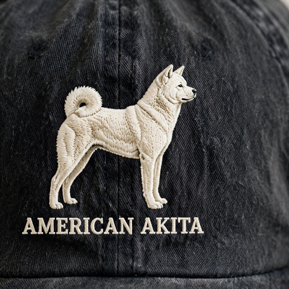 American Akita Silhouette Embroidered Cap, Large Spitz Dog Hat, Gift for Dog Lovers