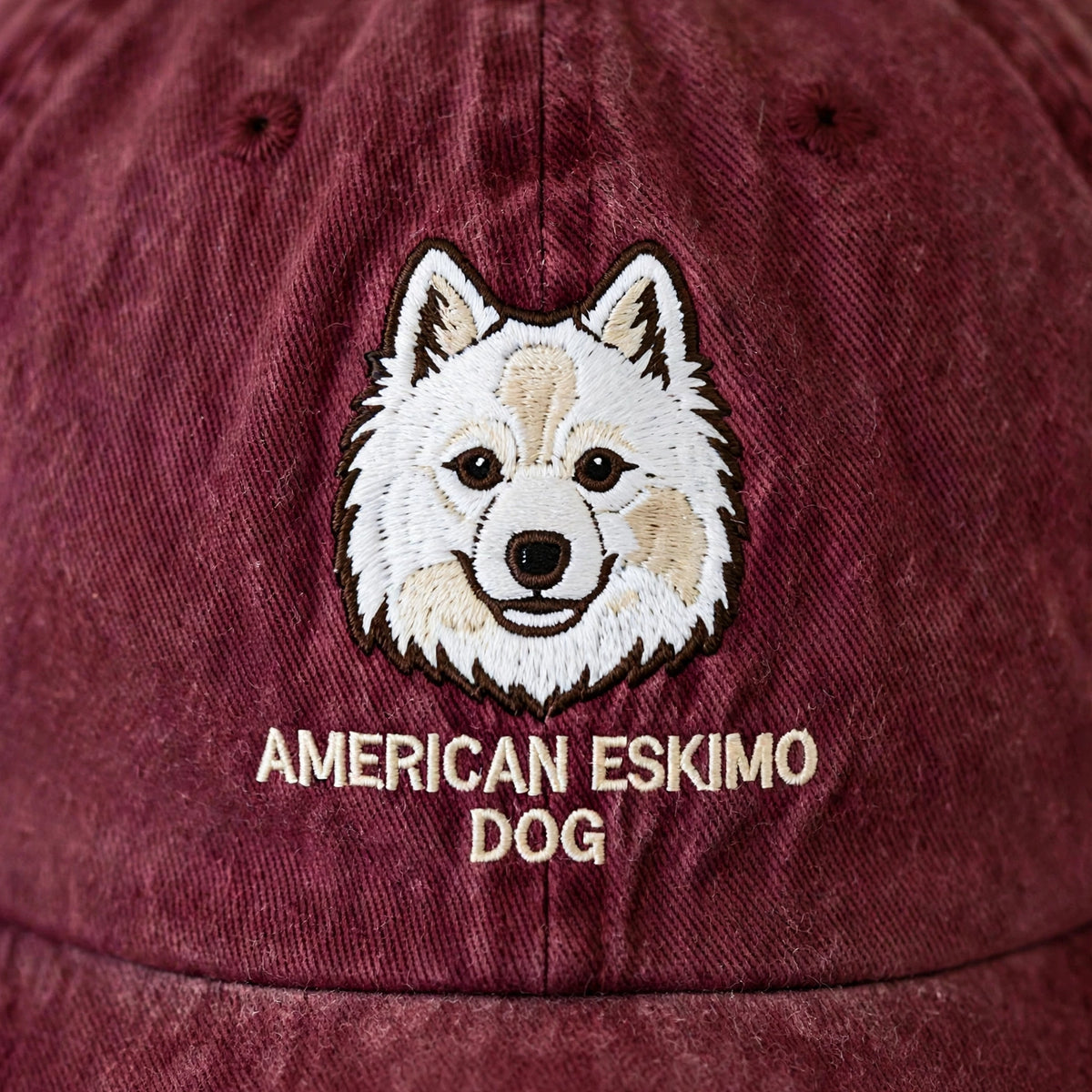 American Eskimo Dog Cap, Custom Embroidered White Spitz Face Baseball Cap, Gift for Dog Lovers
