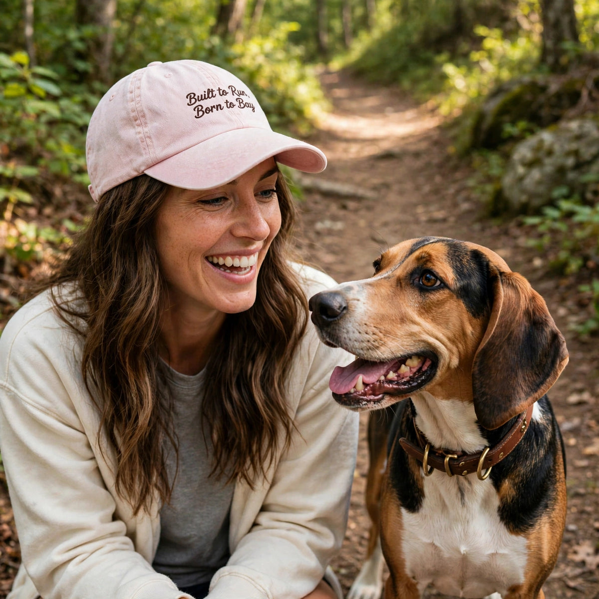 Funny Gift for American Foxhound Owners, Built to Run Born to Bay Embroidered Cap