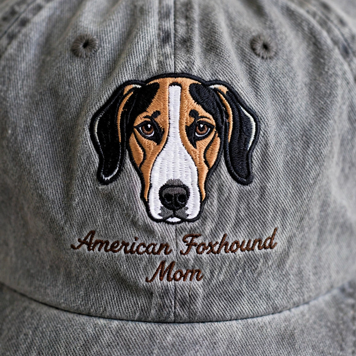 American Foxhound Mom Gift, Personalized Tricolor Scent Hound Mom Embroidered Cap for Dog Moms