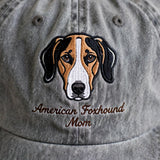 American Foxhound Mom Gift, Personalized Tricolor Scent Hound Mom Embroidered Cap for Dog Moms