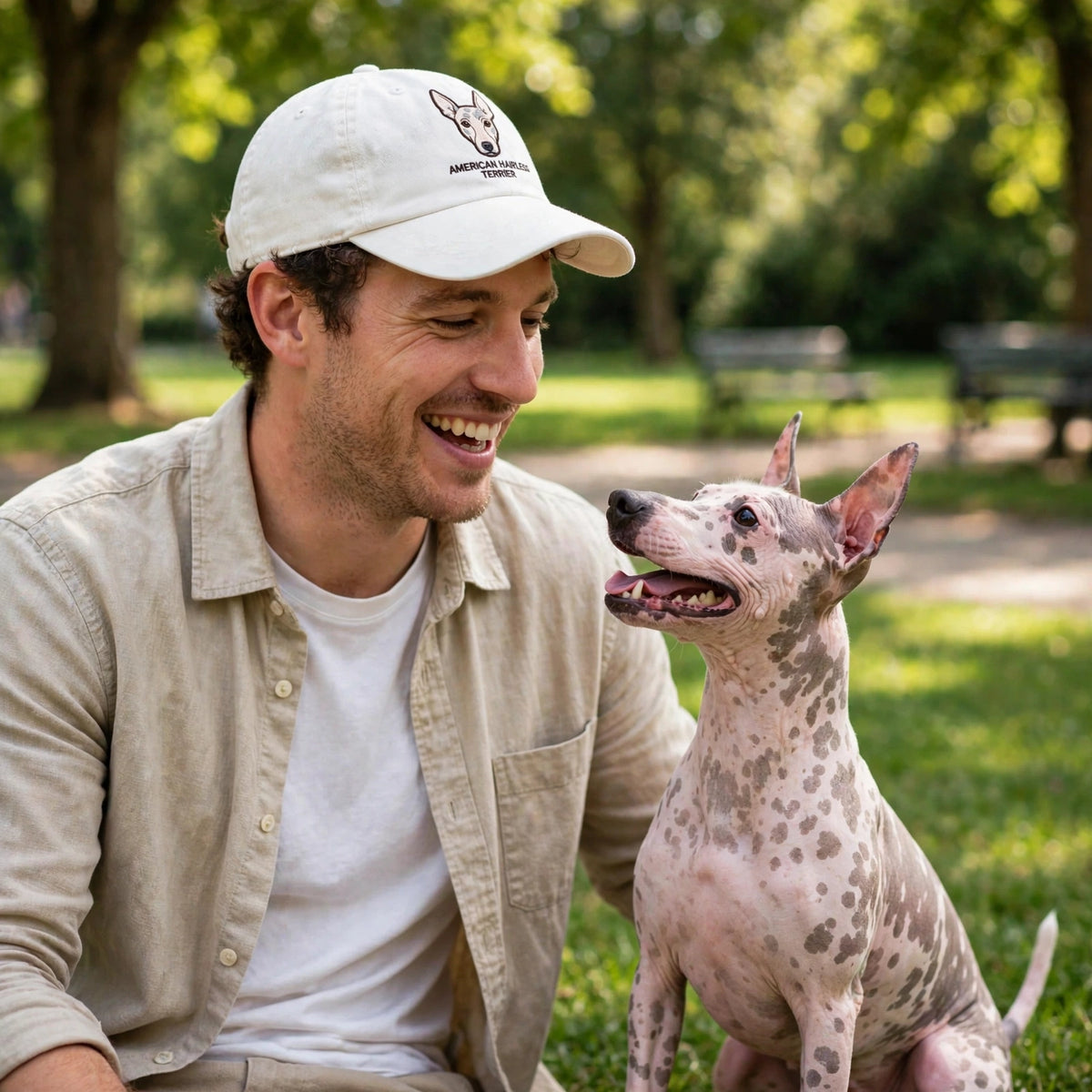 American Hairless Terrier Cap, Custom Embroidered Hairless Terrier Face Baseball Cap, Gift for Dog Lovers