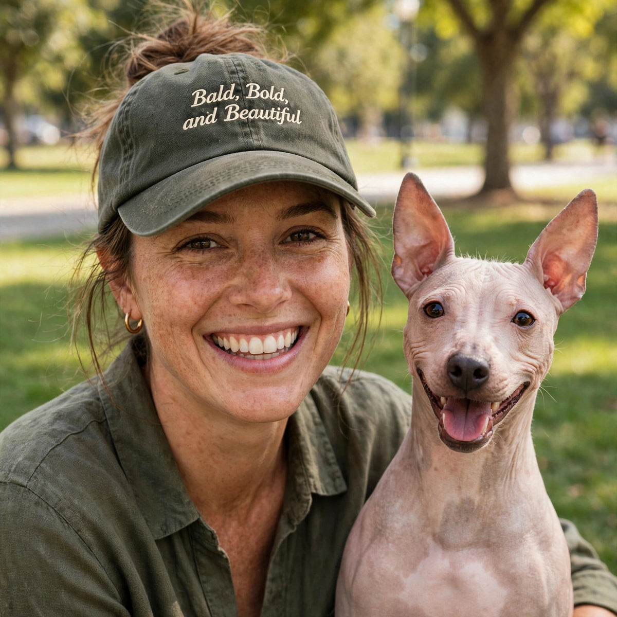 Funny Gift for American Hairless Terrier Owners, Bald Bold and Beautiful Embroidered Cap