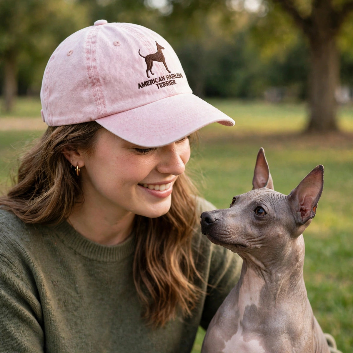 American Hairless Terrier Silhouette Embroidered Cap, Hairless Terrier Dog Hat, Gift for Dog Lovers
