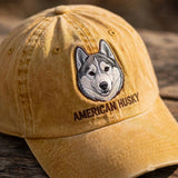 American Husky Cap, Custom Embroidered Northern Sled Dog Face Baseball Cap, Gift for Dog Lovers