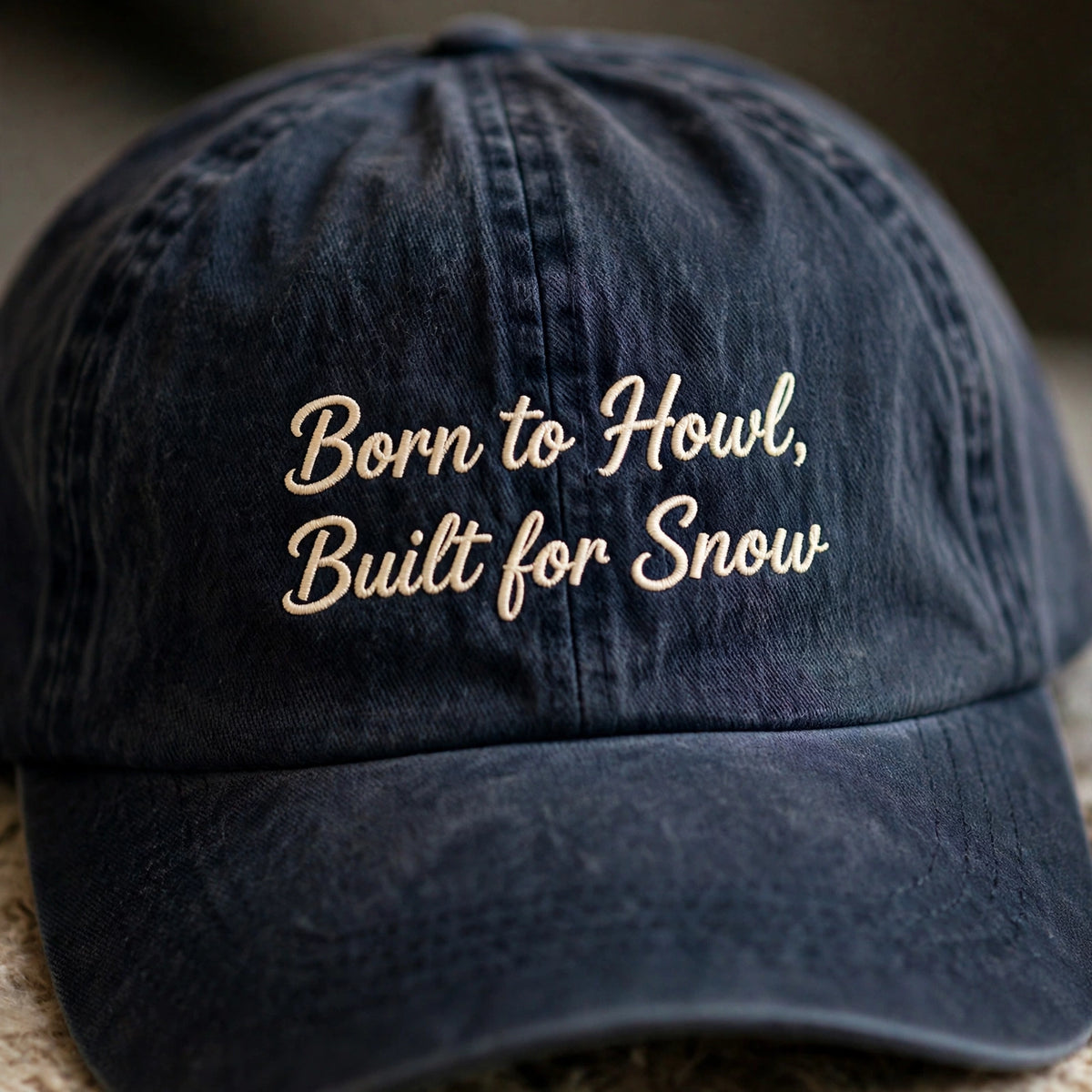 Funny Gift for American Husky Owners, Born to Howl Built for Snow Embroidered Cap