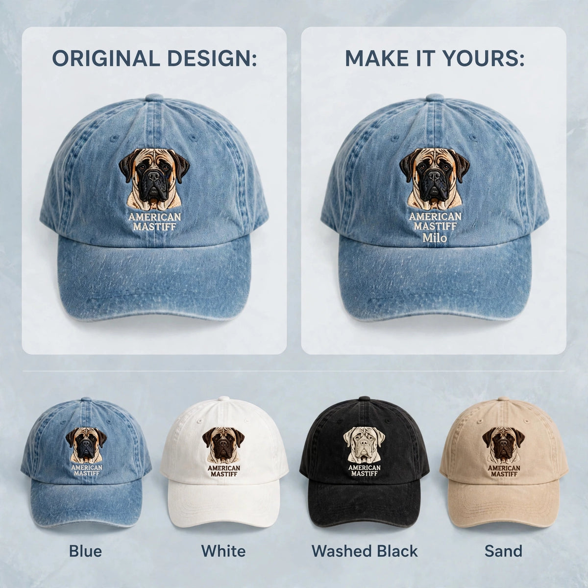 American Mastiff Cap, Custom Embroidered Gentle Giant Face Baseball Cap, Gift for Dog Lovers