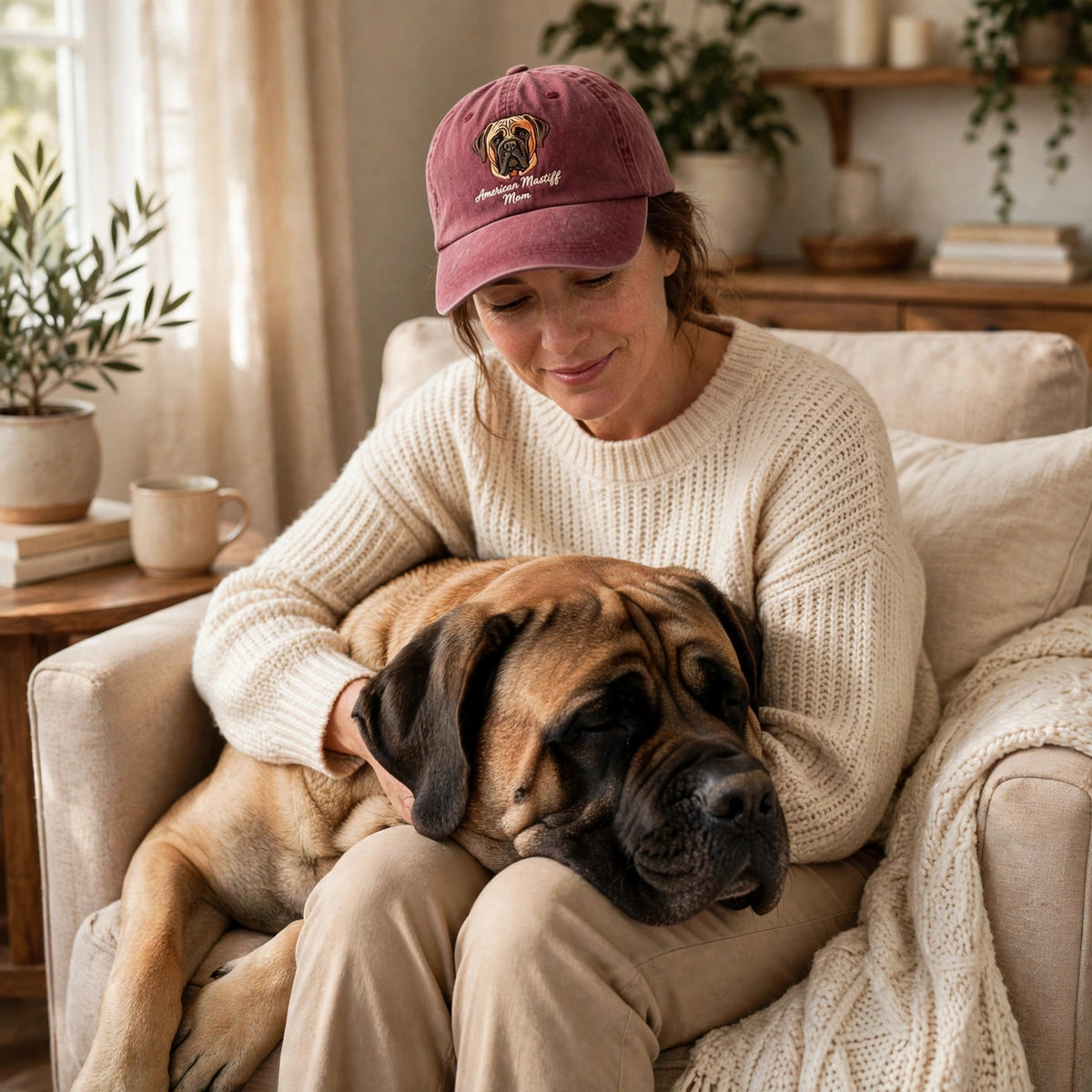 American Mastiff Mom Gift, Personalized Gentle Giant Dog Mom Embroidered Cap for Dog Moms