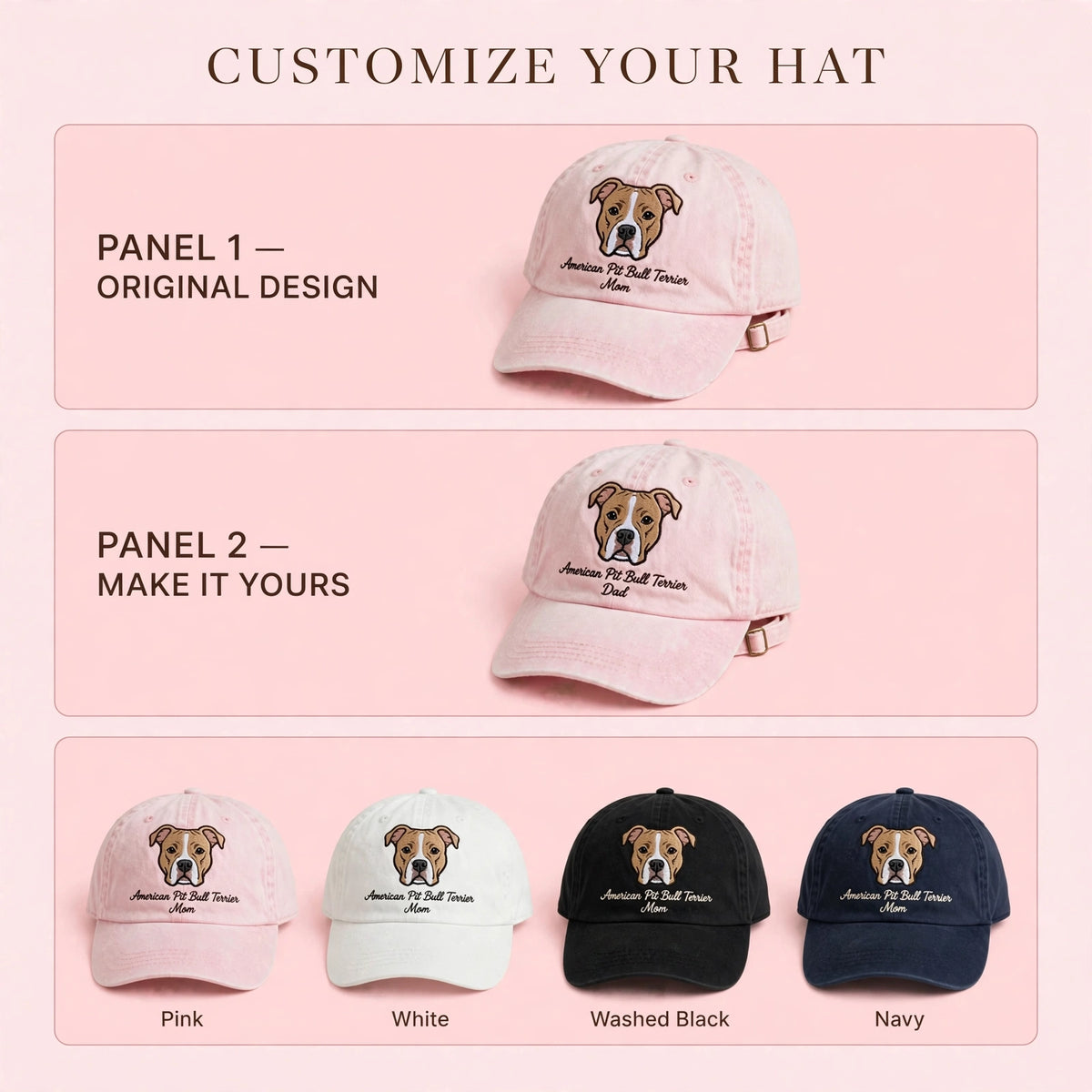 American Pit Bull Terrier Mom Gift, Personalized Loyal Dog Mom Embroidered Cap for Dog Moms