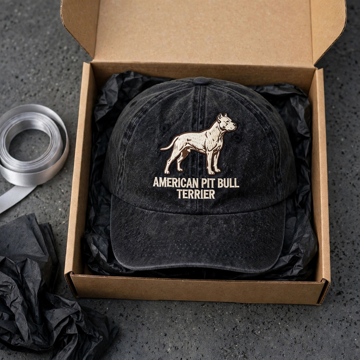 American Pit Bull Terrier Silhouette Embroidered Cap, Muscular Dog Hat, Gift for Dog Lovers