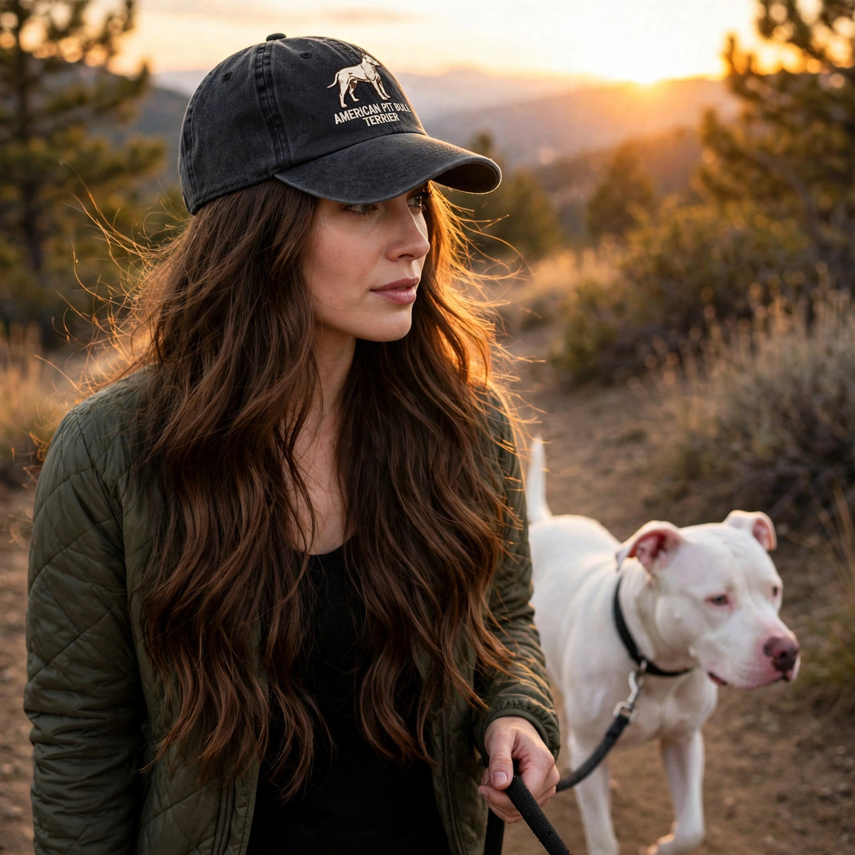 American Pit Bull Terrier Silhouette Embroidered Cap, Muscular Dog Hat, Gift for Dog Lovers