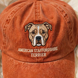 American Staffordshire Terrier Cap, Custom Embroidered Stocky Bully Face Baseball Cap, Gift for Dog Lovers