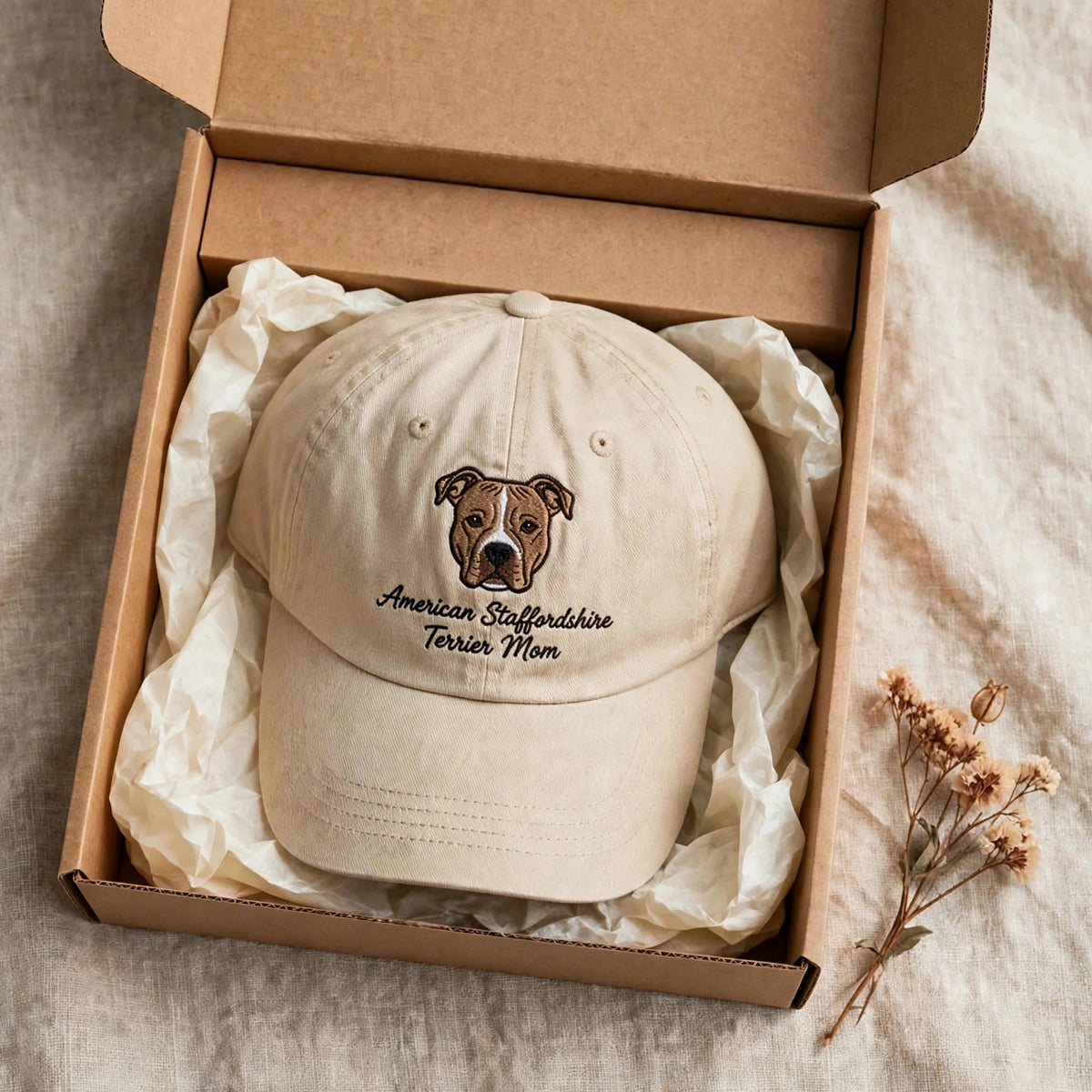 American Staffordshire Terrier Mom Gift, Personalized Stocky Dog Mom Embroidered Cap for Dog Moms
