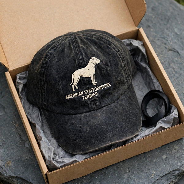 American Staffordshire Terrier Silhouette Embroidered Cap, Stocky Bully Dog Hat, Gift for Dog Lovers