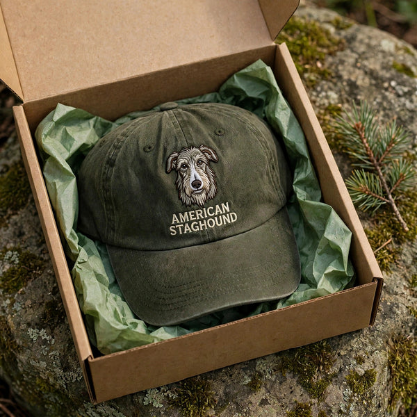 American Staghound Cap, Custom Embroidered Shaggy Sighthound Face Baseball Cap, Gift for Dog Lovers