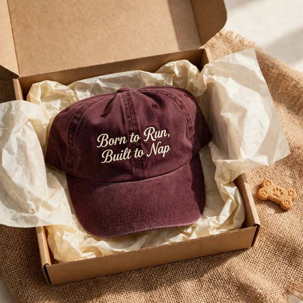 Funny Gift for American Staghound Owners, Born to Run, Built to Nap Embroidered Cap