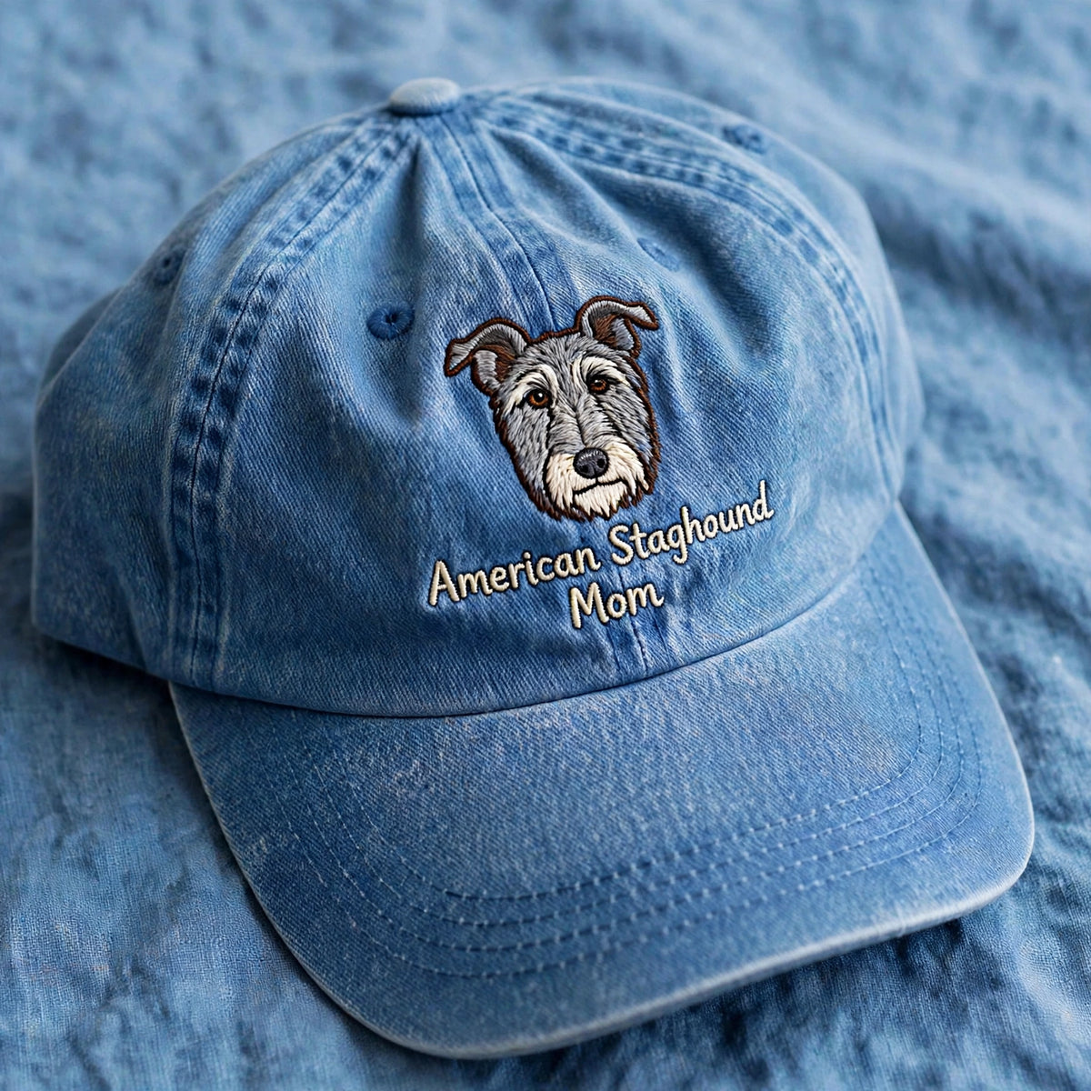 American Staghound Mom Gift, Personalized Shaggy Sighthound Dog Mom Embroidered Cap