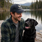Custom Black Labrador Retriever Embroidered Hat, Personalized Dog Dad Est Year Silhouette Baseball Cap, Washed Cotton