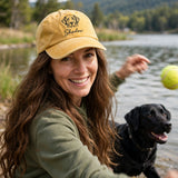 Custom Black Labrador Retriever Embroidered Hat, Personalized Pet Name Line Art Baseball Cap, Washed Cotton
