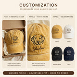 Custom Black Labrador Retriever Embroidered Hat, Personalized Pet Name Line Art Baseball Cap, Washed Cotton