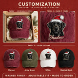 Custom Black Labrador Retriever Embroidered Hat, Personalized Christmas Santa Pet Name Portrait Baseball Cap, Washed Cotton
