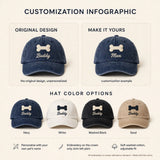 Custom Embroidered Dog Bone Hat – Personalized Pet Name Baseball Cap, Washed Cotton Gift for Dog Lovers