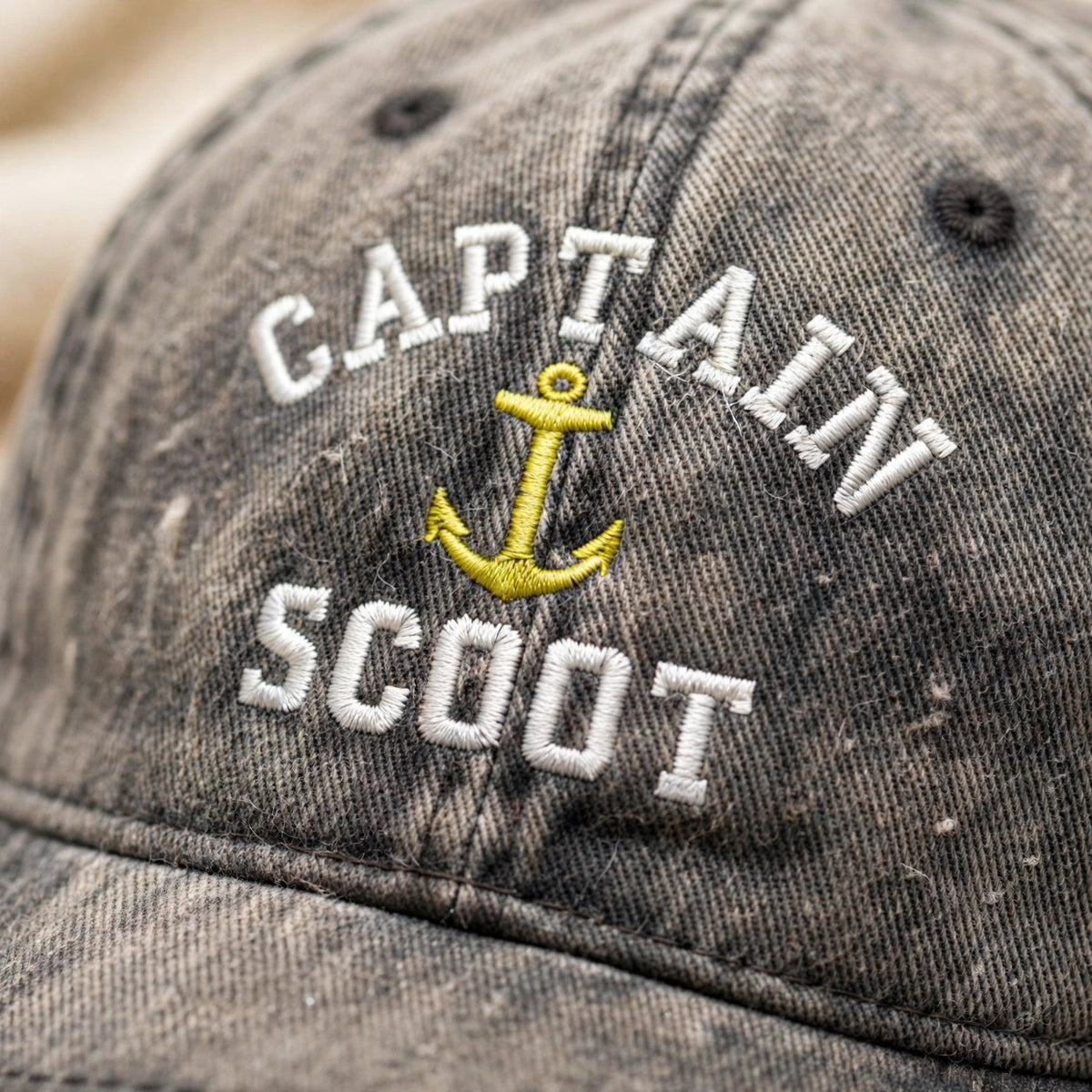 Custom Captain Nautical Embroidered Baseball Cap - Washed Denim Boat Owner Yacht Sailing Cotton Dad Hat