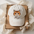 Custom Embroidered Cat Portrait Hat – Personalized Cat Face Baseball Cap, Washed Cotton Gift for Cat Lovers