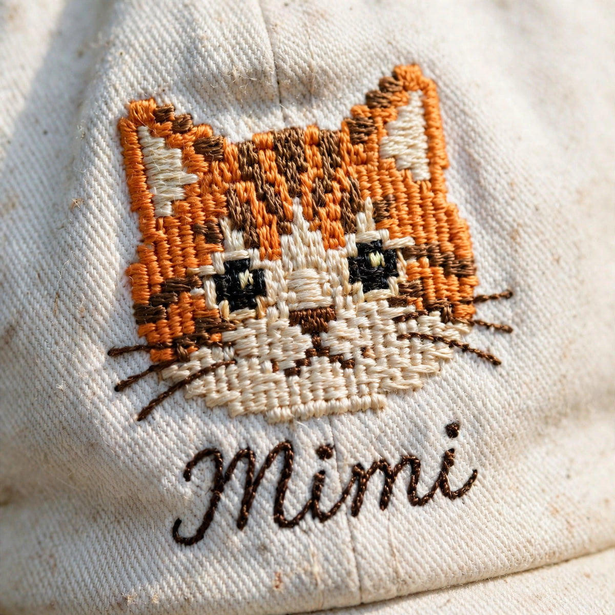 Custom Embroidered Cat Portrait Hat – Personalized Cat Face Baseball Cap, Washed Cotton Gift for Cat Lovers