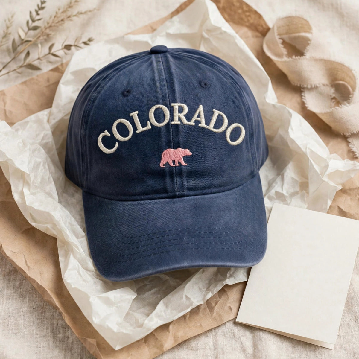 Colorado Embroidered Dad Hat, Mountain Bear Baseball Cap
