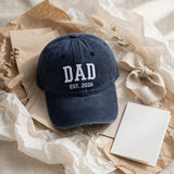 Custom Dad Est Year Embroidered Hat, Personalized Grandpa Papa Pops Cap, Stitched Father's Day Gift, New Dad Established Accessory, Cap