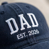 Custom Dad Est Year Embroidered Hat, Personalized Grandpa Papa Pops Cap, Stitched Father's Day Gift, New Dad Established Accessory, Cap
