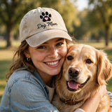 Custom Embroidered Dog Mom Hat – Personalized Pet Mom Baseball Cap, Washed Cotton Gift for Dog Lovers