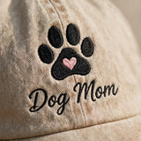 Custom Embroidered Dog Mom Hat – Personalized Pet Mom Baseball Cap, Washed Cotton Gift for Dog Lovers