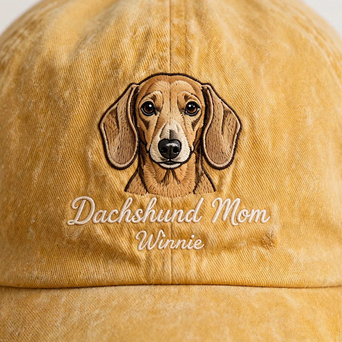 Dachshund Mom Hat, Personalized Doxie Portrait Embroidered Cap
