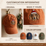 Christmas Dachshund Hat, Custom Holiday Doxie Embroidered Cap