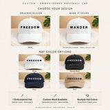 Freedom Embroidered Hat, Minimalist Statement Baseball Cap, Activism Gift, Trendy Social Justice Headwear, Liberty Symbol Apparel