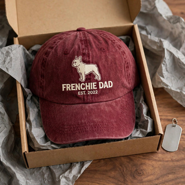 Frenchie Dad Hat, Personalized French Bulldog Silhouette Cap