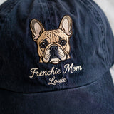 Gift for French Bulldog Moms, Personalized Frenchie Portrait Cap
