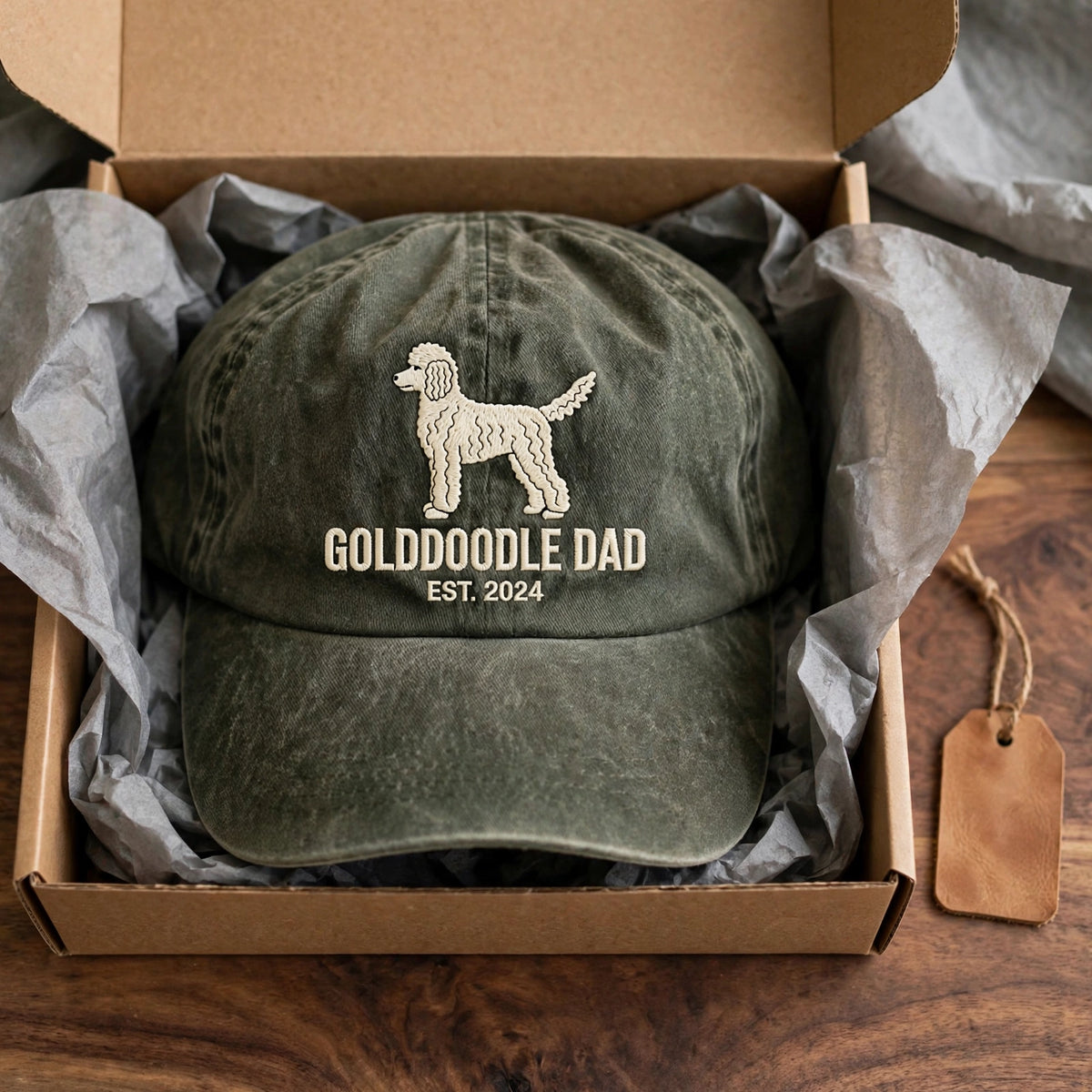 Goldendoodle Dad Hat, Personalized Doodle Silhouette Cap